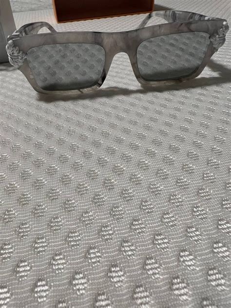 Louis Vuitton White Marble 'Montgomery' Sunglasses.